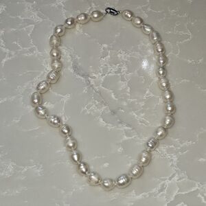 Real Freshwater Pearl Necklace Classic Holiday Cream Large 10mm Prep Natural